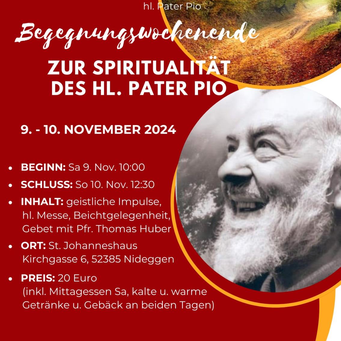 Begegnungswochenende zur Spiritualität des hl. Pater Pio (c) Pfarrei Nideggen